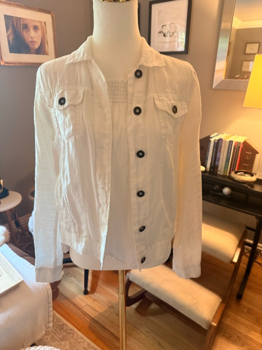 Jean Linen Jacket - White - Picture 5 of 7